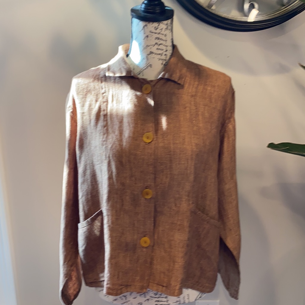 Flax Box Shape Button Down Blazer